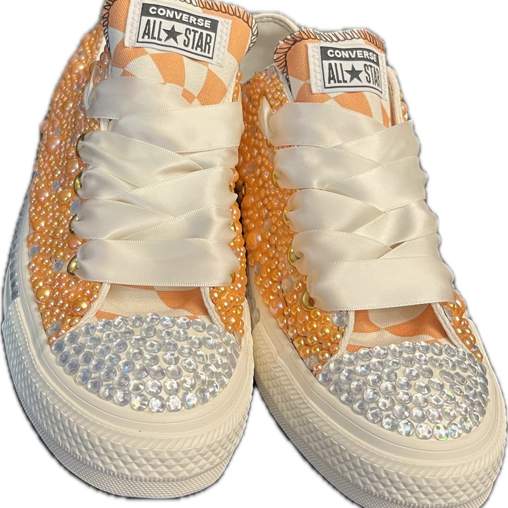 Converse Orange and White Sneakers with Textured Design
